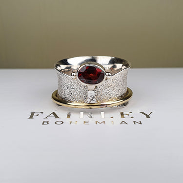 garnet gemstone spinner ring january birthstone